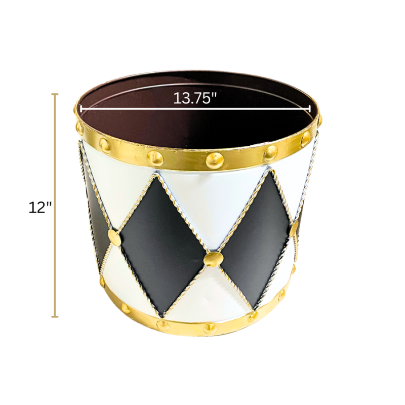 Black & White Metal Drum Planters - Set of 3