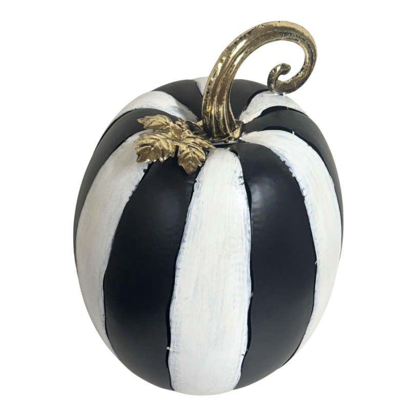21" Metal Cut Out Pumpkin Lantern -Black & White  - Set of 2