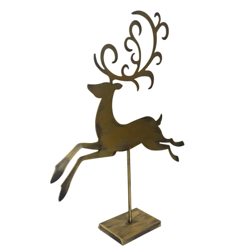 29" Rustic Metal Reindeer on Stand- Set of 2