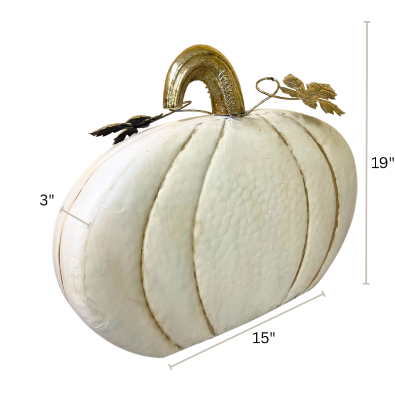 Metal Cream Pumpkins Antiqued - Set of 3
