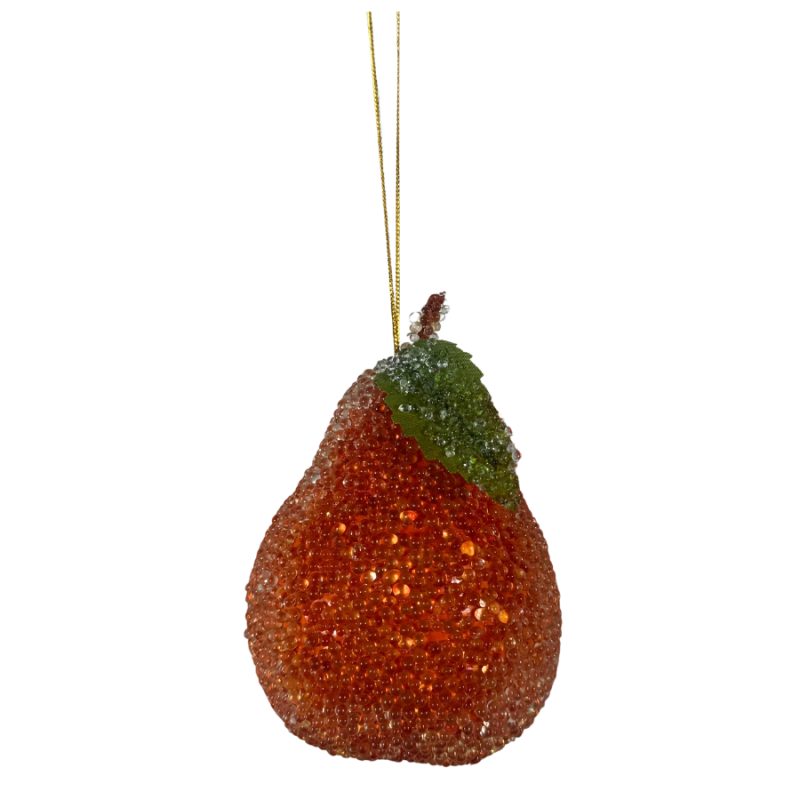 4" Beaded Pear Ornament