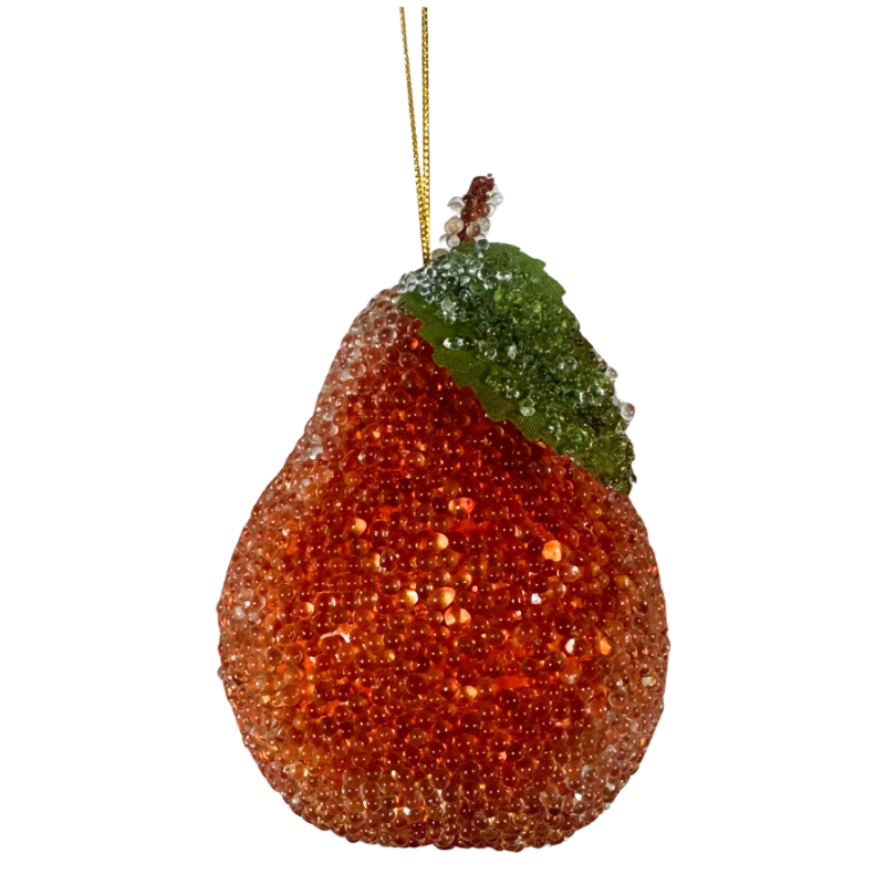 4" Beaded Pear Ornament