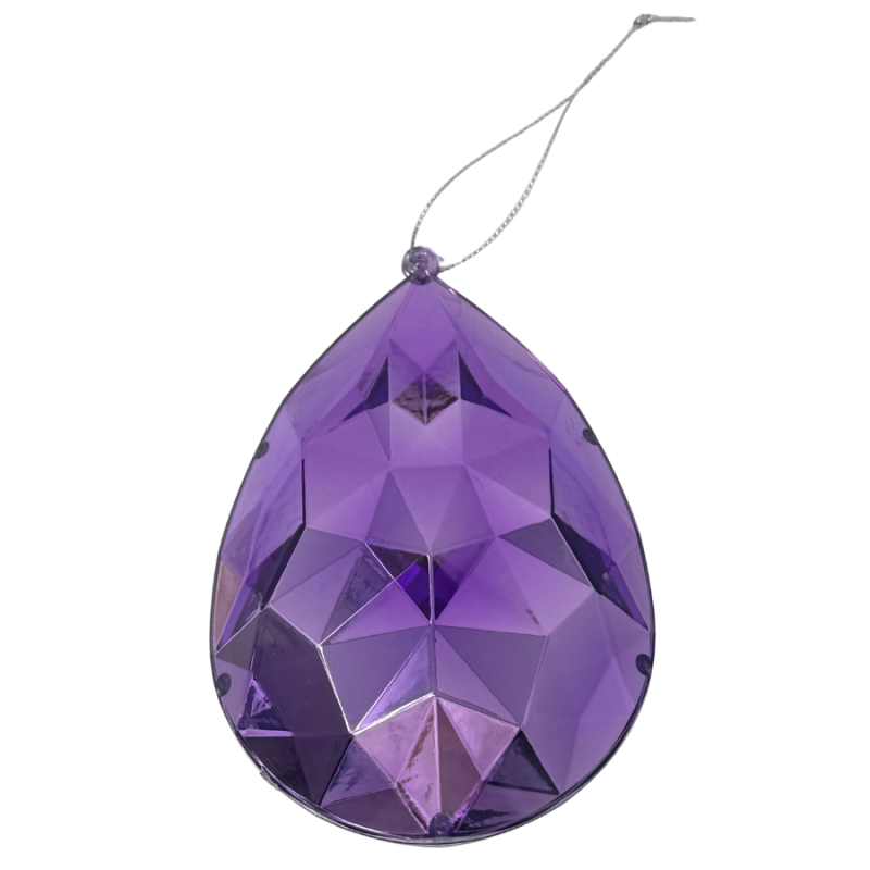 4" Plastic Rain Drop Diamond Ornament - Purple