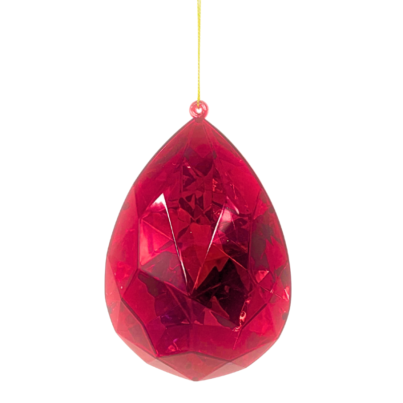 4" Plastic Rain Drop Diamond Ornament - Red