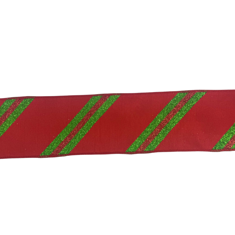 4" x10yd Red Faux Dupioni Ribbon w/ Glitter