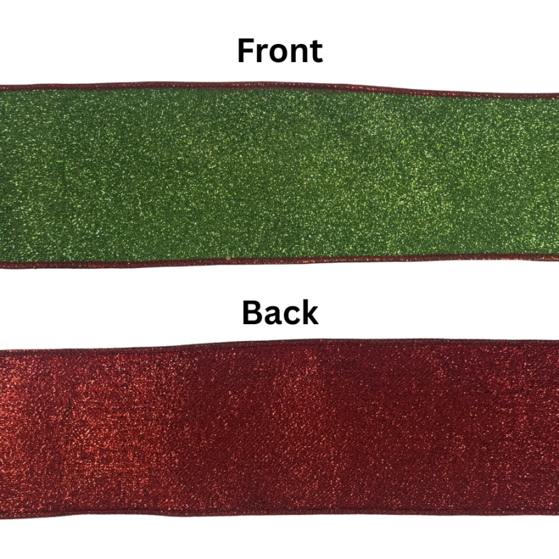 4"x10yd Two-Sided Glitter Ribbon w/ Tinsel Edge