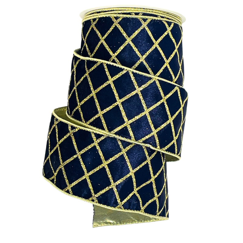 2.5" x 10yd Glitter Diamond Pattern on Velvet Ribbon