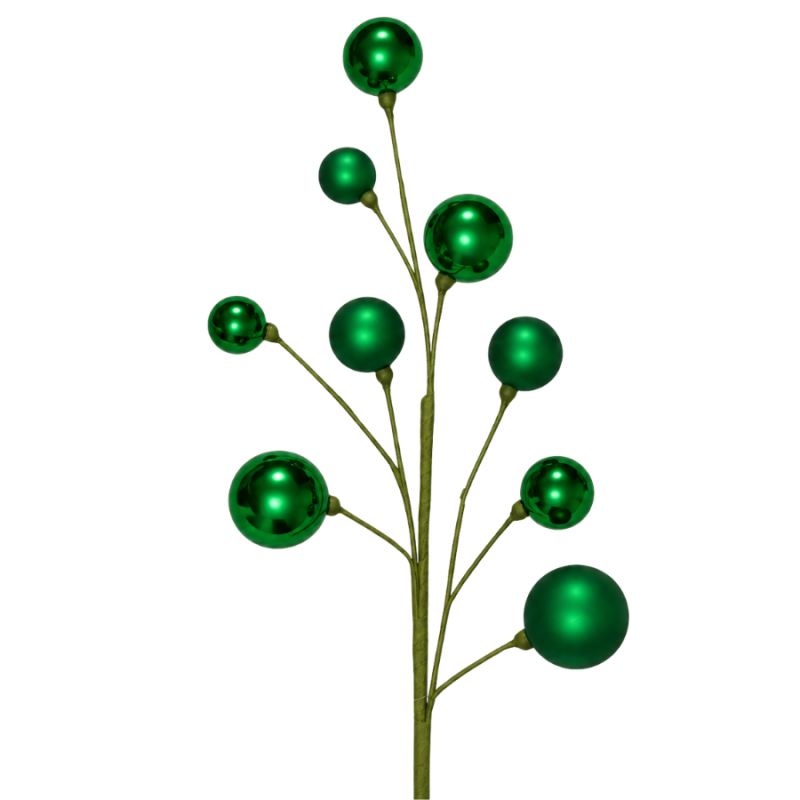 31" Shiny/Matte Ball Ornament Spray - Emerald
