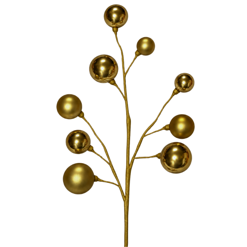 31" Shiny/Matte Ball Ornament Spray - Gold