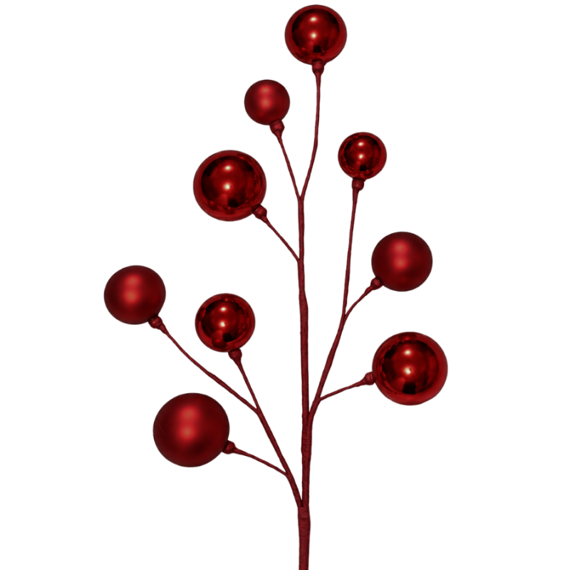 31" Shiny/Matte Ball Ornament Spray - Red