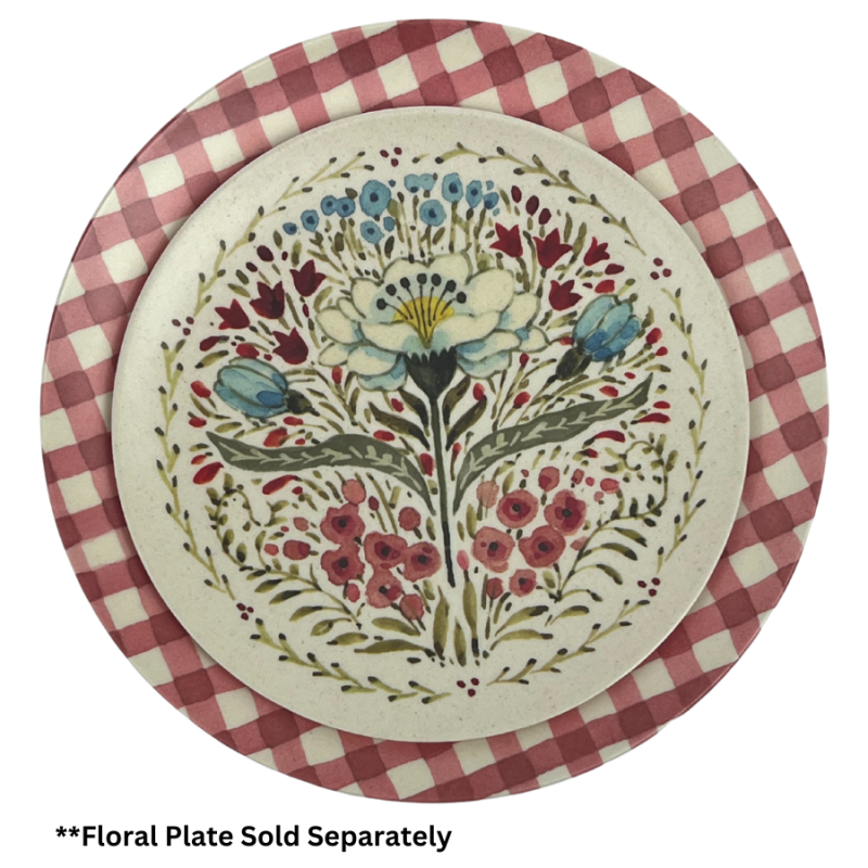 Large Gingham Plate- Berry