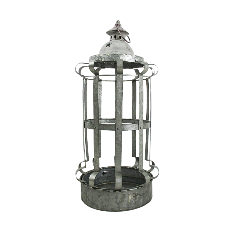 19"H Galvanized Metal Round Terrarium / Lantern