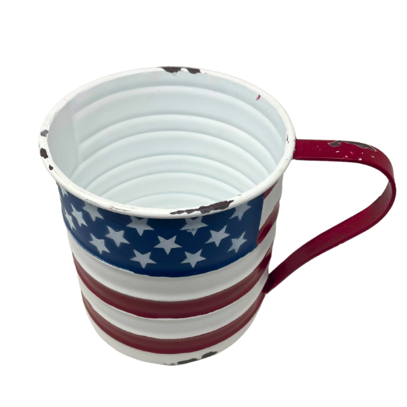 5.5" Metal Red, White, Blue Stars & Stripes Mug