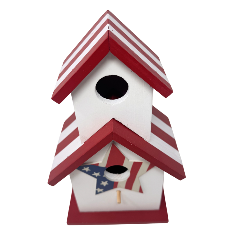 11" Patriotic Striped Bird House