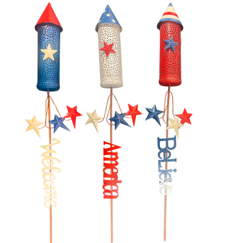 20" Metal Red, White, & Blue Firecracker Pick Set