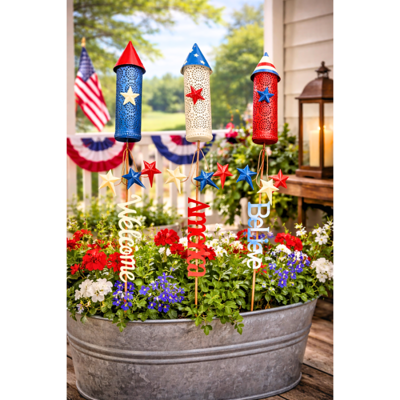 20" Metal Red, White, & Blue Firecracker Pick Set