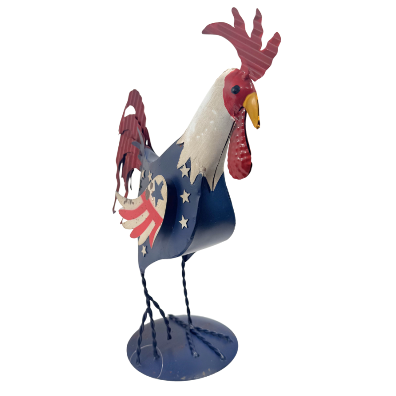 12.5" Metal Patriotic Rooster