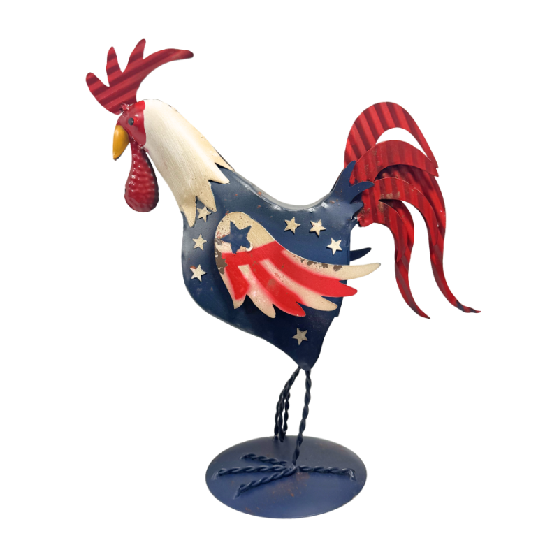 12.5" Metal Patriotic Rooster