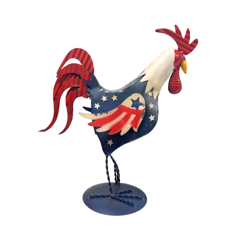 12.5" Metal Patriotic Rooster