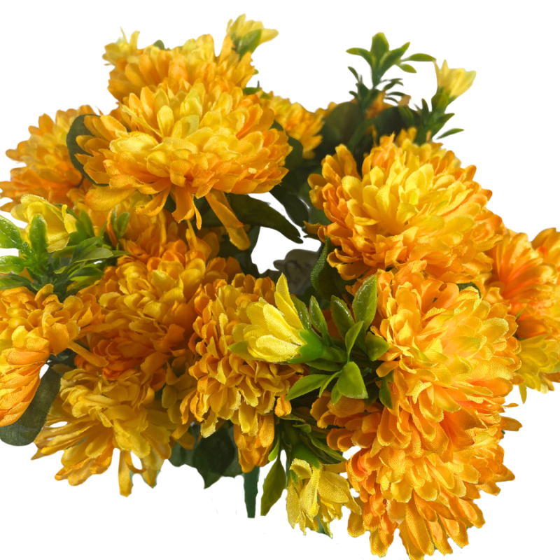 14.5" Mini Mum & Buds Mixed Bush - Gold/Yellow