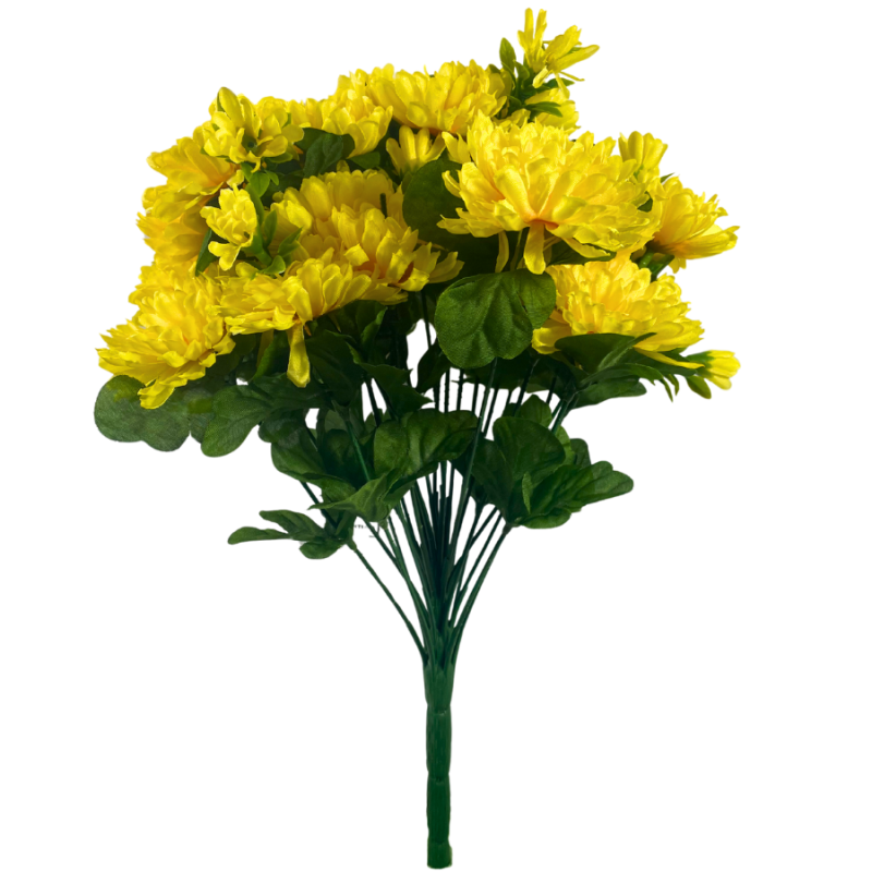 14.5" Mini Mum & Buds Mixed Bush - Yellow