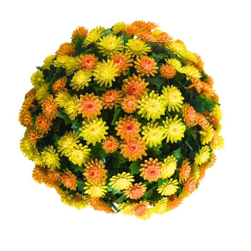 12" UV Mum Topiary Ball - Orange/ Yellow