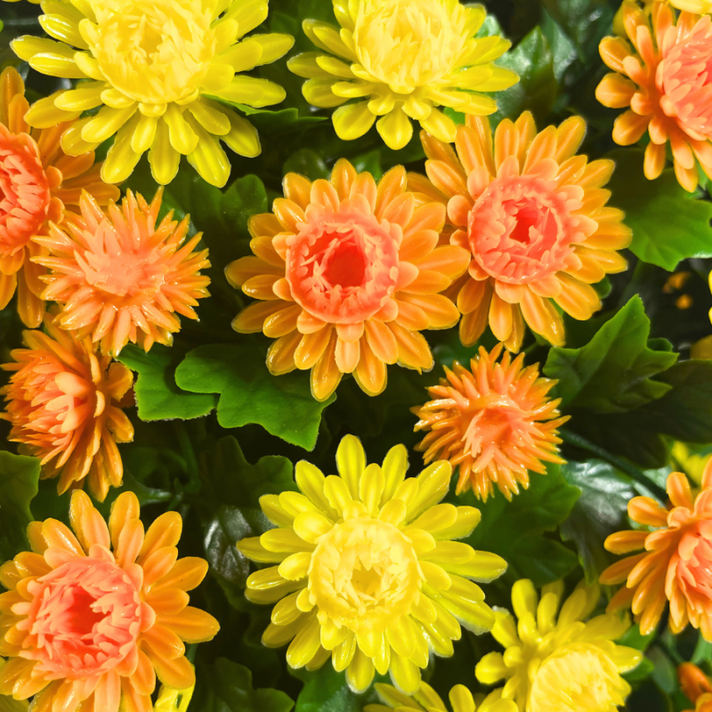 12" UV Mum Topiary Ball - Orange/ Yellow