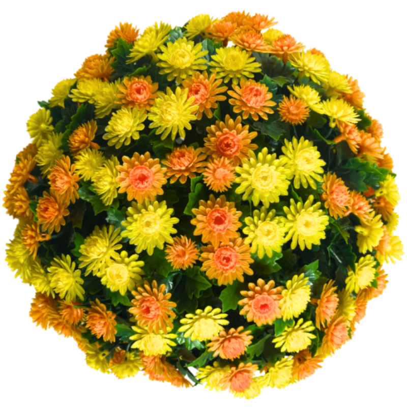 16" UV Mum Topiary Ball - Orange/ Yellow