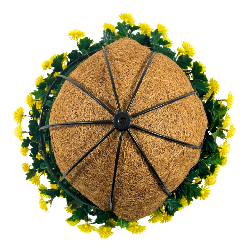 14" UV Mum Hanging Basket - Yellow