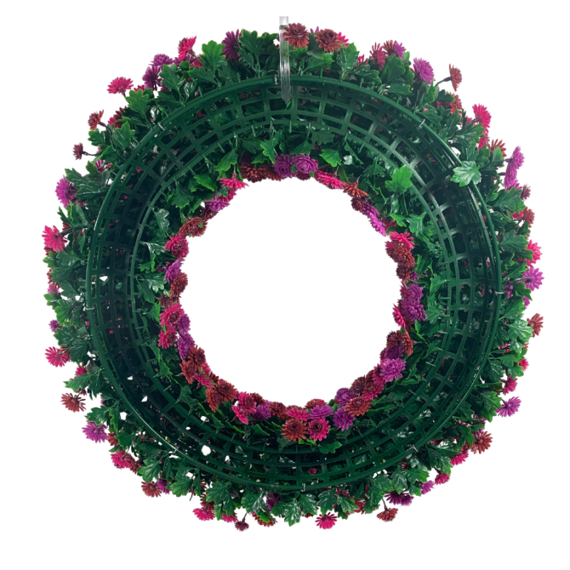 Mum Wreath 22" - UV Protected Burgundy / Purple