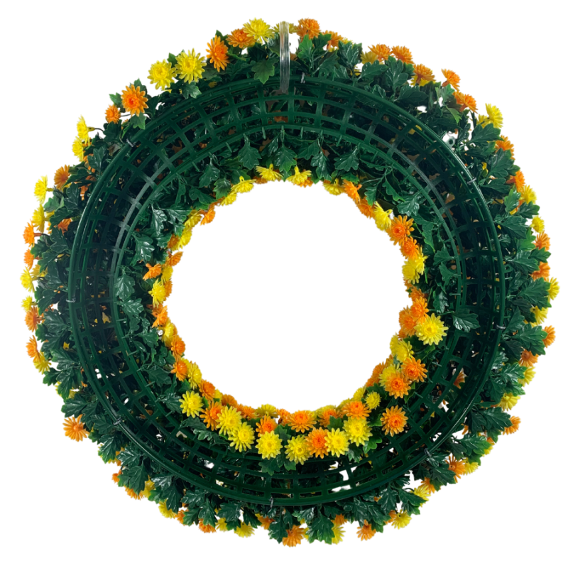 Mum Wreath 22" - UV Protected Yellow / Orange