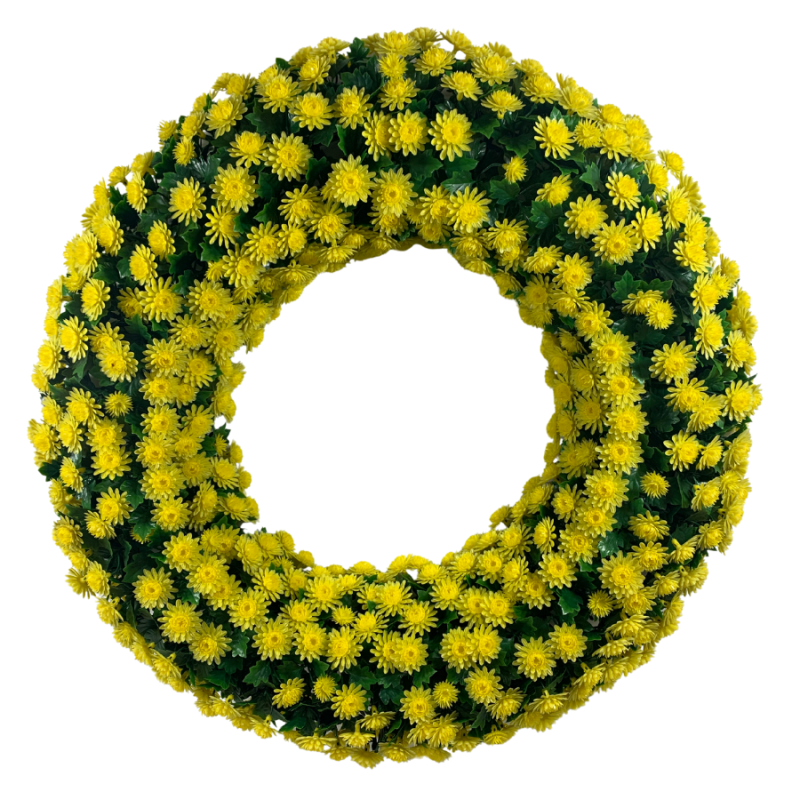 Mum Wreath 22" - UV Protected Yellow