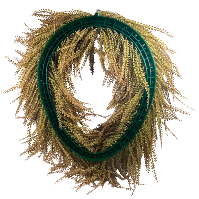 26" Oval UV Bead Grass Wreath- Beige