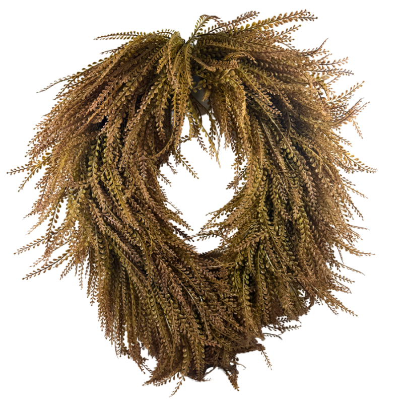 26" Oval UV Bead Grass Wreath- Beige