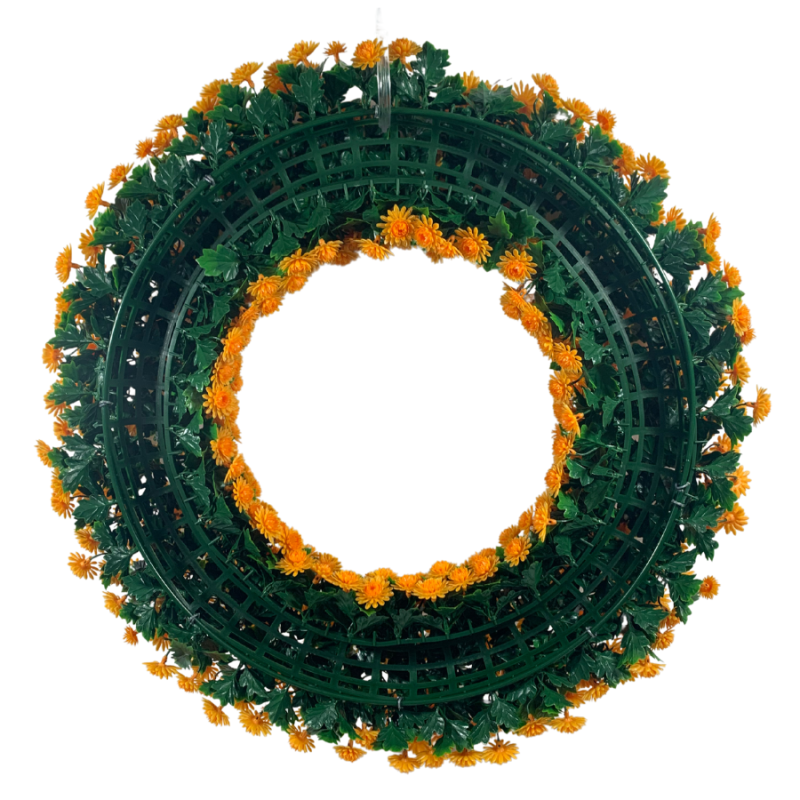 Mum Wreath 22" - UV Protected Orange