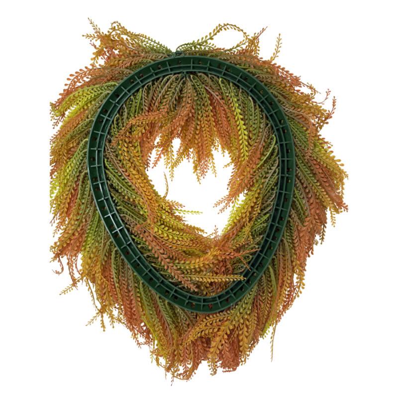 26" Oval UV Bead Grass Wreath - Orange/Red