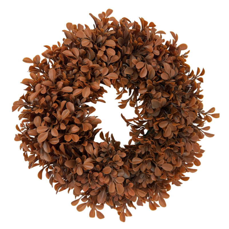10" UV Boxwood Wreath - Caramel Brown