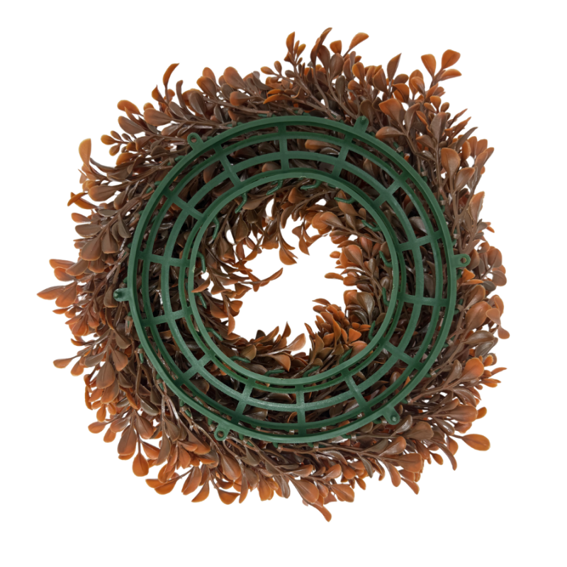 10" UV Boxwood Wreath - Caramel Brown