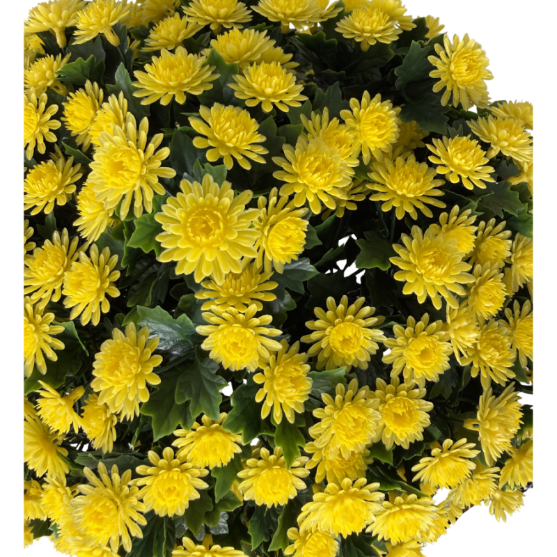 16" UV Yellow Mum Bush Stake