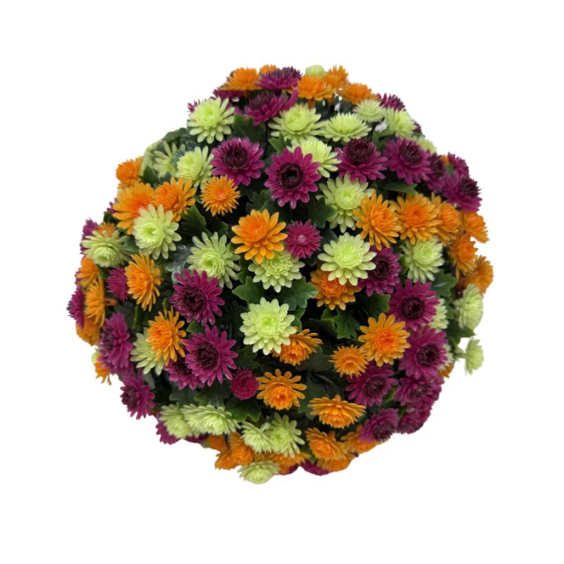 12" UV Orange/Lt. Green/Hot Pink Topiary Mum Balls