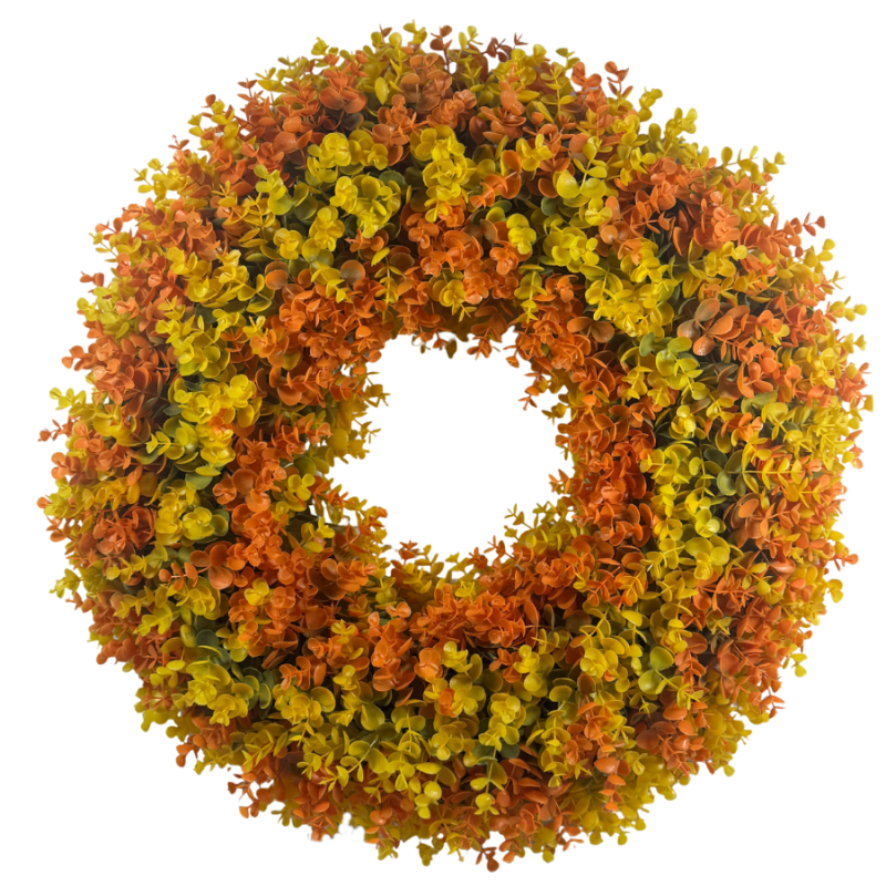 24" Round UV Protected Eucalyptus Wreath- Orange