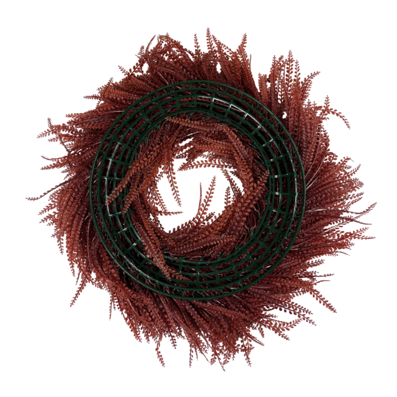 28" Round UV Bead Grass Wreath - Brown Red