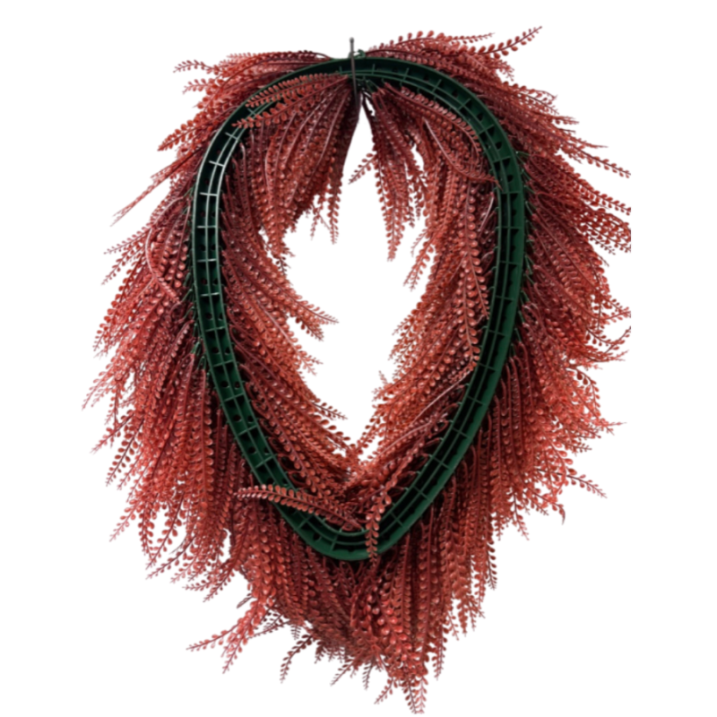 34" Oval Bead Grass Wreath- Rust Red