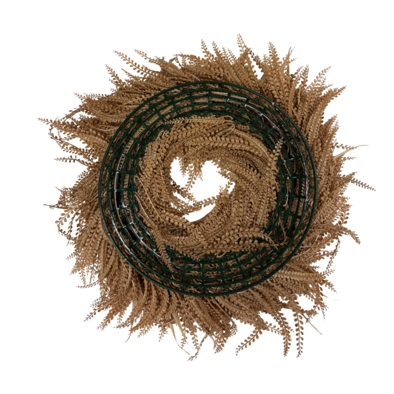 28" Round UV Bead/Mixed Grass Wreath- Beige