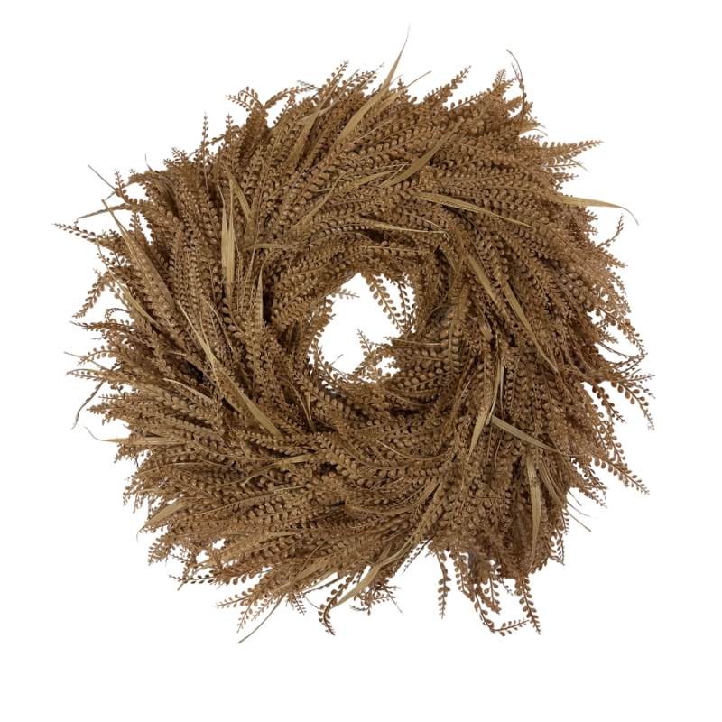 28" Round UV Bead/Mixed Grass Wreath- Beige