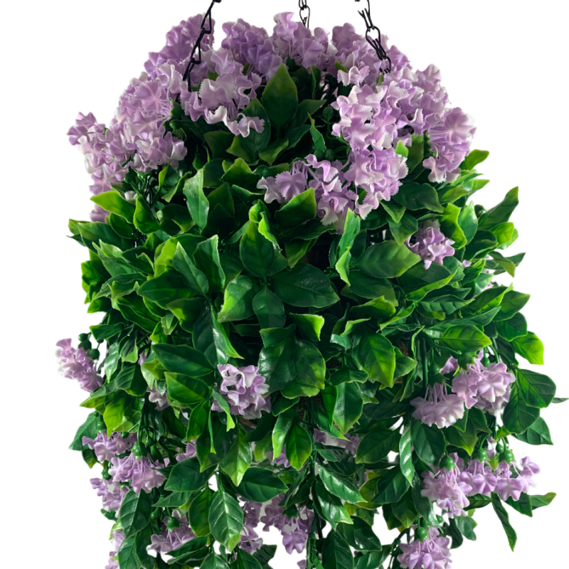 16" Purple Artificial Lilac UV Hanging Basket