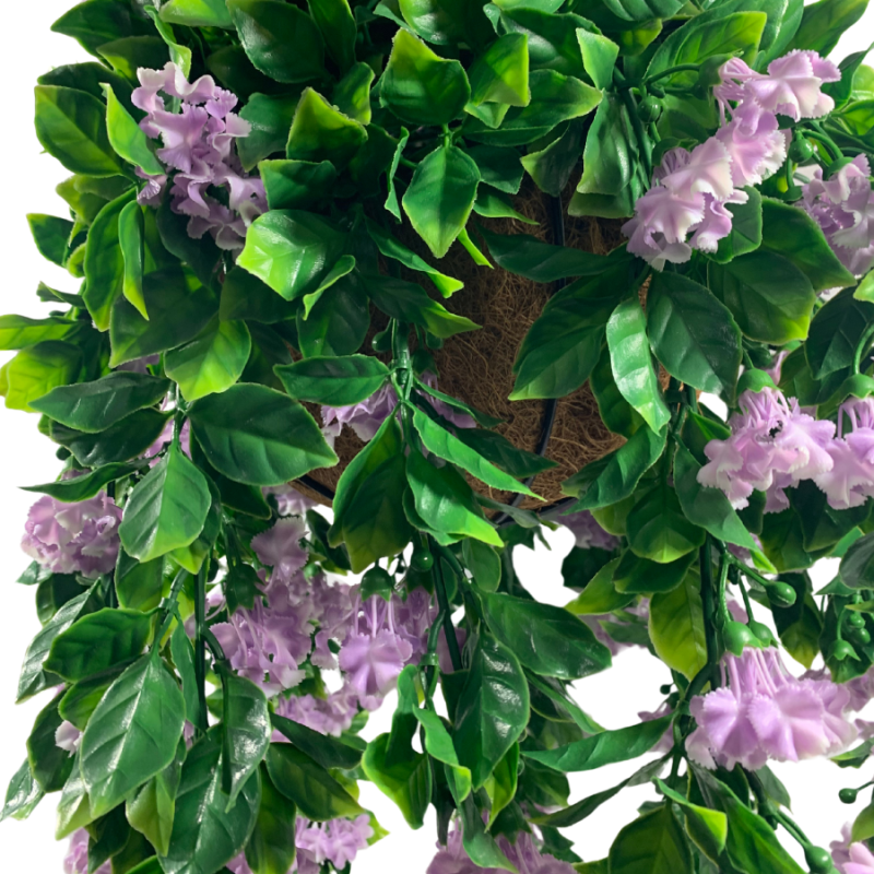 16" Purple Artificial Lilac UV Hanging Basket