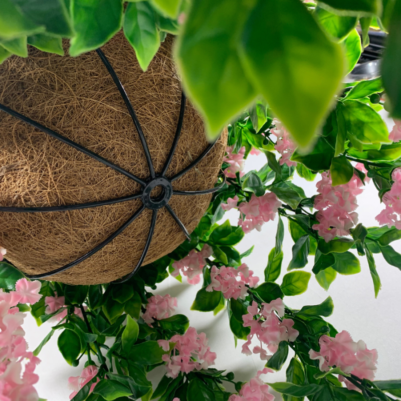 16" Pink Artificial Lilac UV Hanging Basket