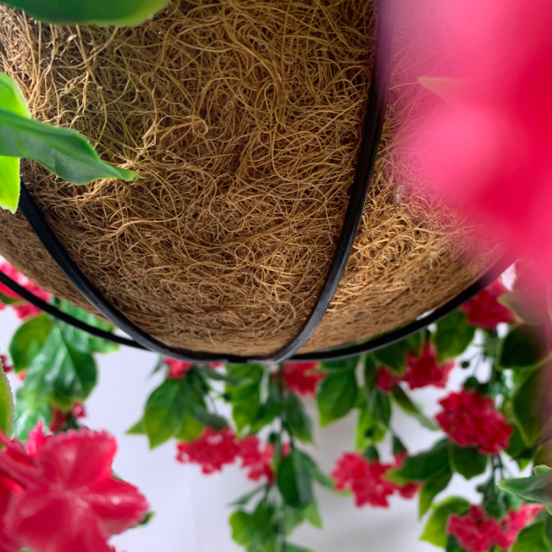 16" Red Artificial Lilac UV Hanging Basket