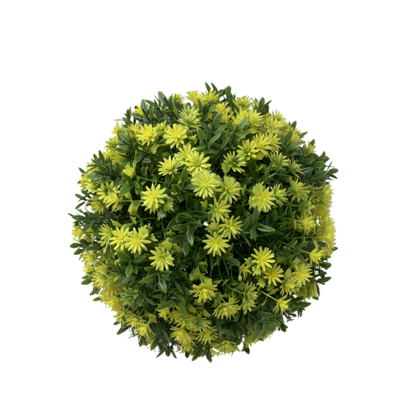 12" Yellow Dahlia Orb Topiary Ball